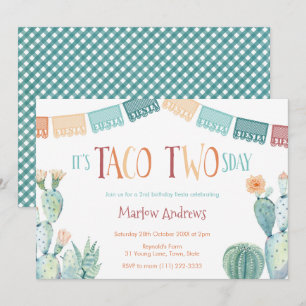 Taco Twosday Autumn Colours 2nd Birthday Party Invitation