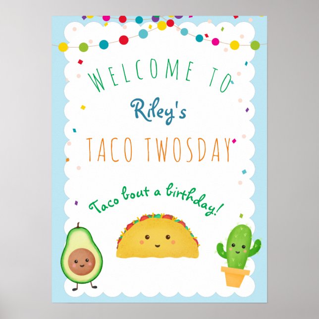 Taco Twosday Birthday - 2nd birthday welcome Poster (Front)