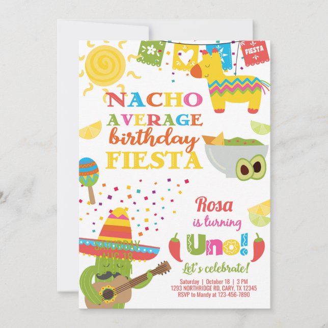 Taco Twosday birthday invitation, girl fiesta. Invitation (Front)