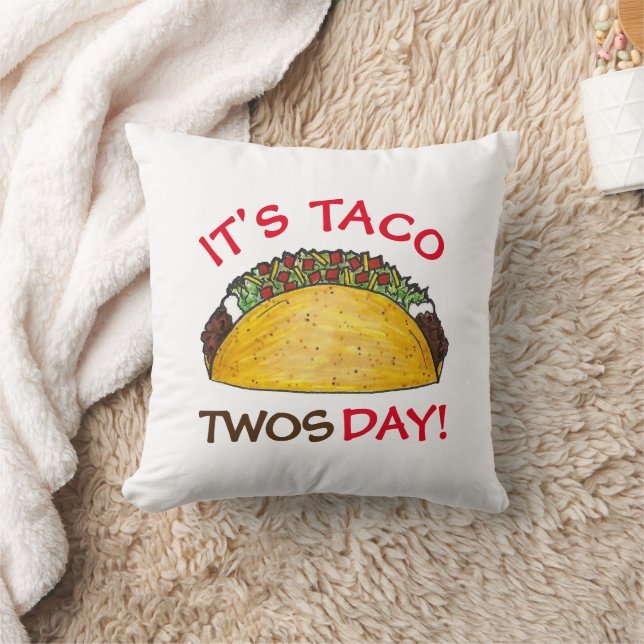 Taco TWOSday Tuesday 2nd Birthday Party Fiesta Throw Pillow (Blanket)