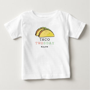 Taco Twosday Tuesday White 2nd Birthday Boy Baby T-Shirt
