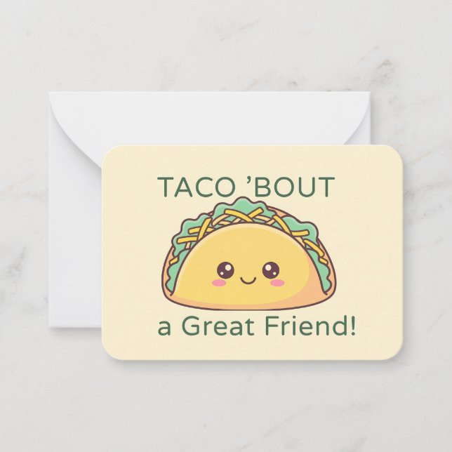 Taco Valentine Classroom Card – Flat Note Card (Front)