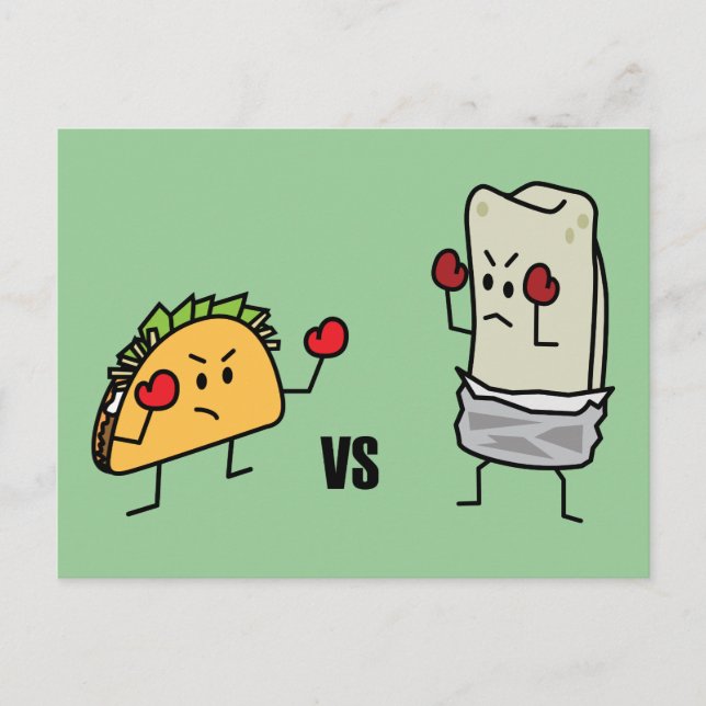 Taco vs burrito postcard (Front)