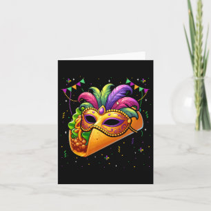 Taco Wearing Mardi Gras Masked Fruit Lover Vegan P Card