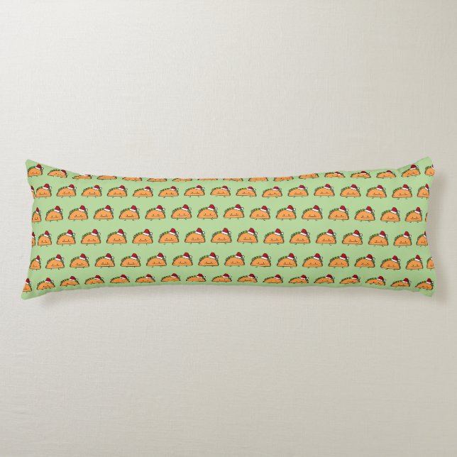 Taco wearing Santa Hat Christmas shell meat salsa Body Pillow (Front)