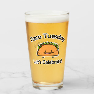 Taco wearing Santa Hat Christmas shell meat salsa Glass