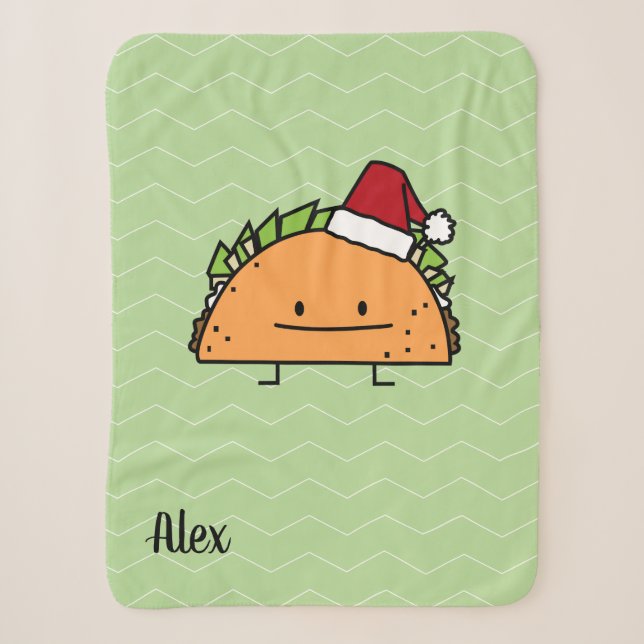 Taco wearing Santa Hat Christmas shell meat salsa Sherpa Blanket (Front)