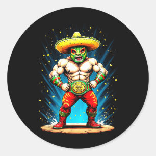 Taco Wrestling Cinco De Mayo Celebration Funny Classic Round Sticker