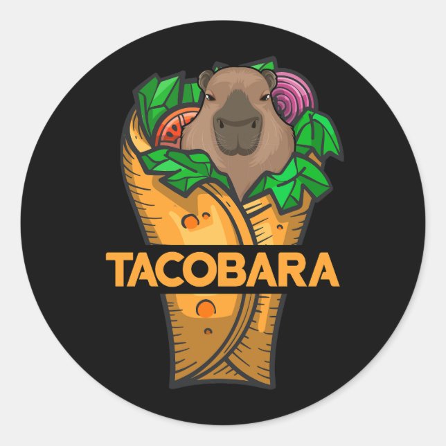 Tacobara Funny Capybara Kawaii Meme Tacos Mexican  Classic Round Sticker (Front)