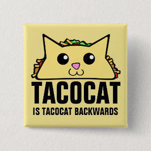 Tacocat Backwards 2 Inch Square Button