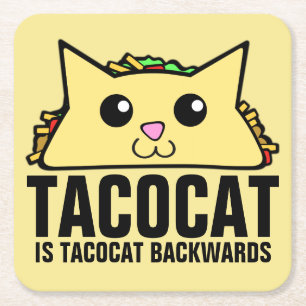 Tacocat Backwards Square Paper Coaster