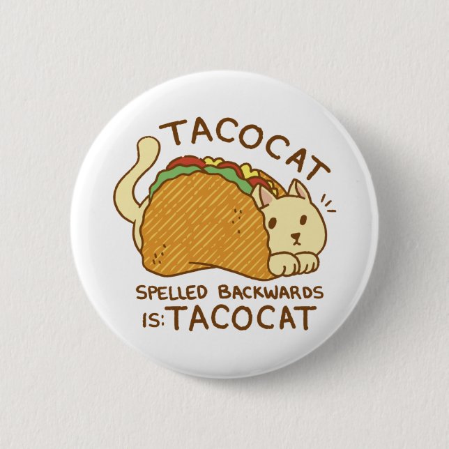 TACOCAT CAT ANIMAL IN TACO CARTOON 2 INCH ROUND BUTTON (Front)