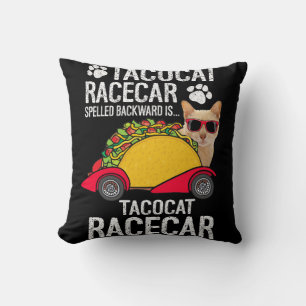 Tacocat Racecar Spelled Backward Is Crazy Mexican Throw Pillow