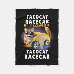 Tacocat Racecar Spelled Backwards Funny Mexican Ca Fleece Blanket