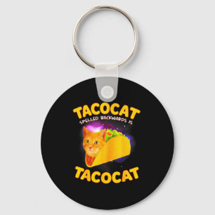 Tacocat spelled backward is tacocat cat meme taco keychain