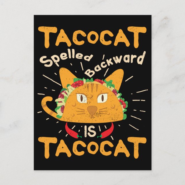 Tacocat Spelled Backwards Cinco de Mayo Taco Postcard (Front)
