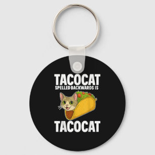 Tacocat Spelled Backwards Funny Cat Gifts Men Wome Keychain