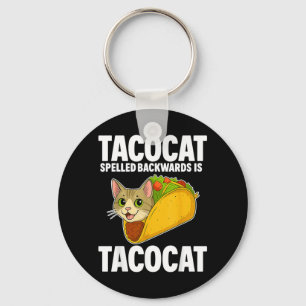 Tacocat Spelled Backwards Funny Cat Men Women Boy Keychain
