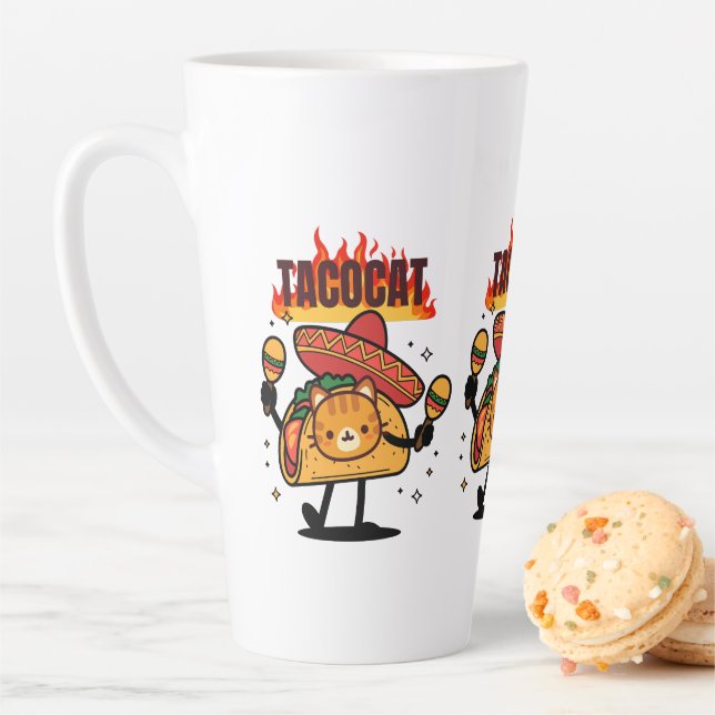 Tacocat Spelled Backwards Is Tacocat Latte Mug (In Situ)