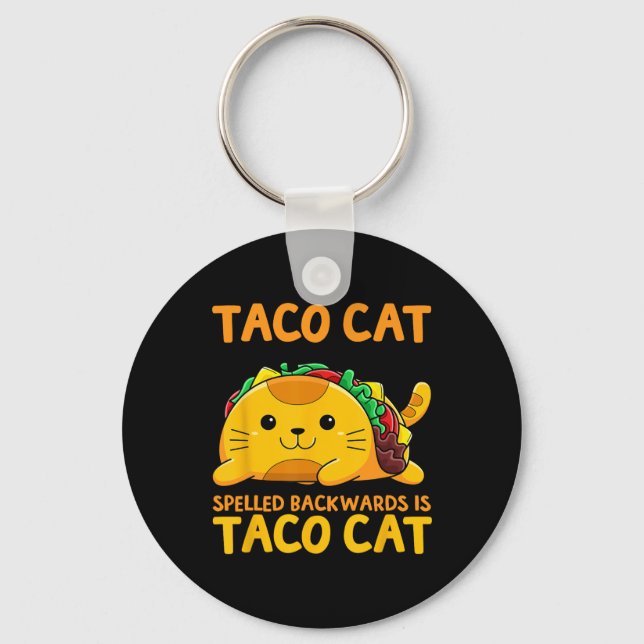 Tacocat Spelled Backwards Shirt Taco Cat Cinco De  Keychain (Front)