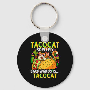 Tacocat spelled backwards taco cat cinco de mayo keychain