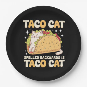 Tacocat Spelled Backwards Taco Cat Mexican Paper Plate