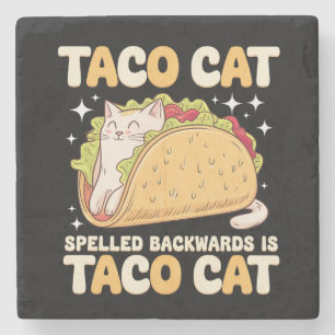 Tacocat Spelled Backwards Taco Cat Mexican Stone Coaster