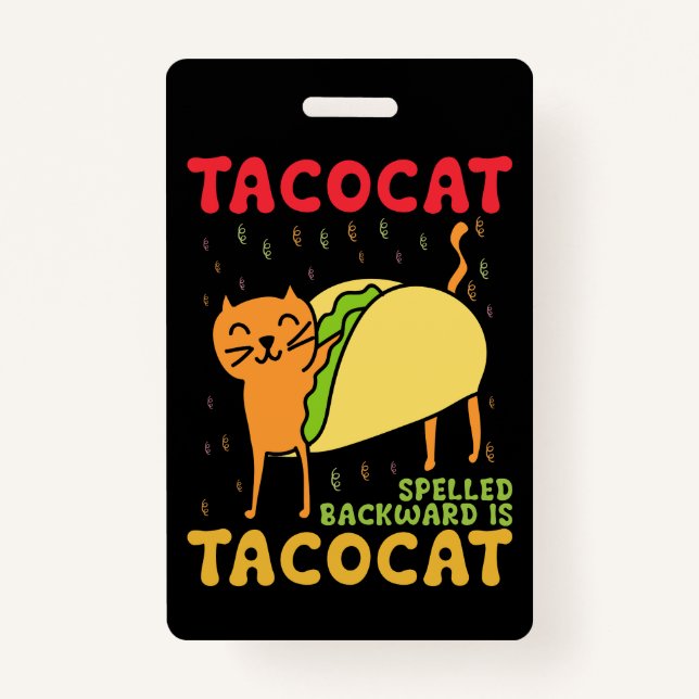Tacocat Spelled Backwards Tacos Cats Cinco De Mayo Badge (Front)