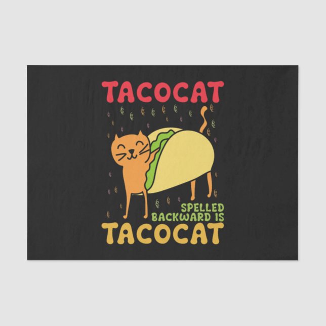 Tacocat Spelled Backwards Tacos Cats Cinco De Mayo Tissue Paper (Front)