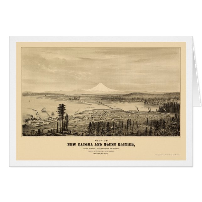 Tacoma, carte panoramique de WA - 1878 (Devant horizontal)
