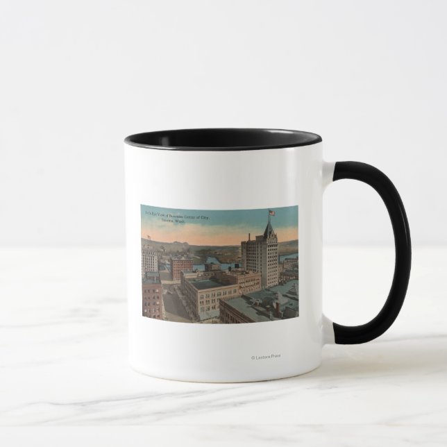 Tacoma, WA - Bird's Eye View of Downtown Mug (Right)