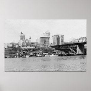 Tacoma, WA - Skyline View of Downtown Poster