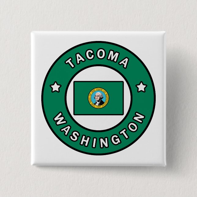 Tacoma Washington 2 Inch Square Button (Front)