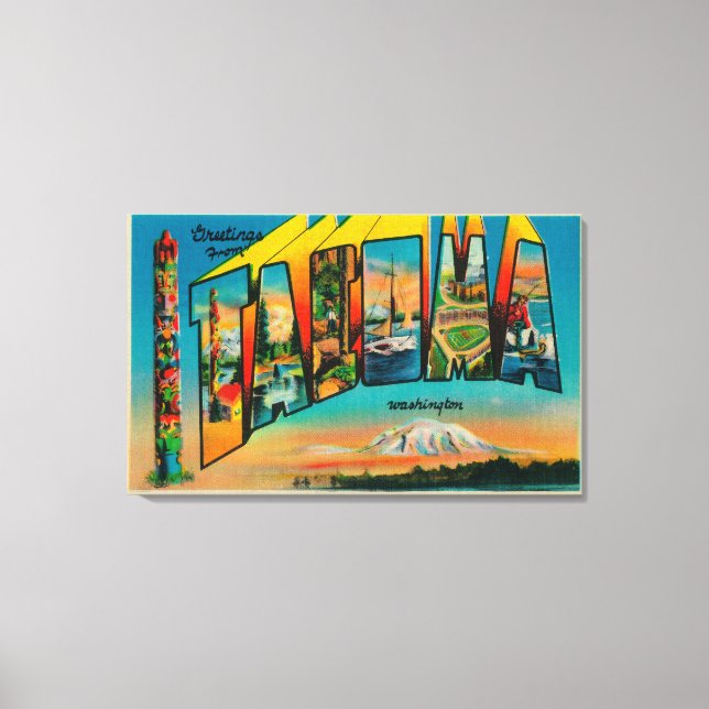 Tacoma, Washington - Large Letter Scenes Canvas Print (Front)
