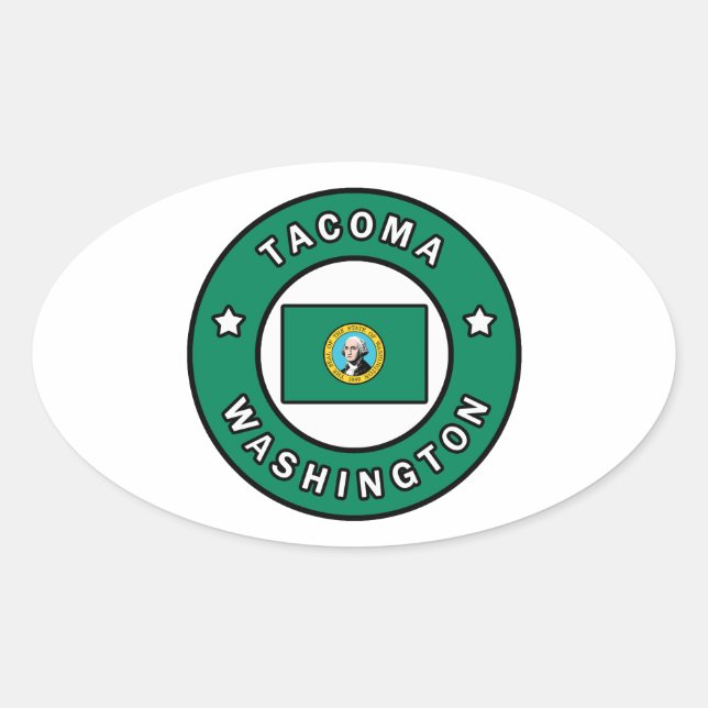 Tacoma Washington Oval Sticker (Front)