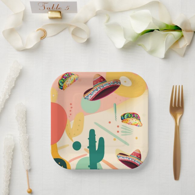 Tacos and Sombreros Party Paper Plate (Wedding)