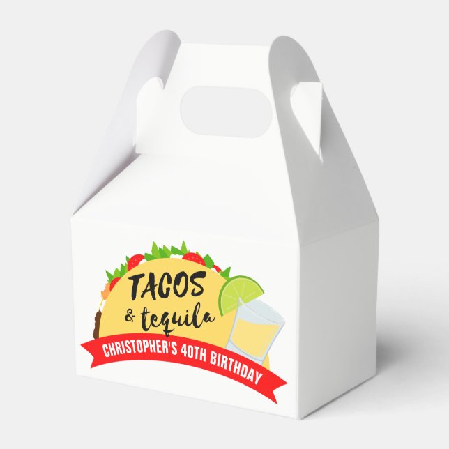 Tacos and Tequila Birthday Party Favor Box (Front Side)