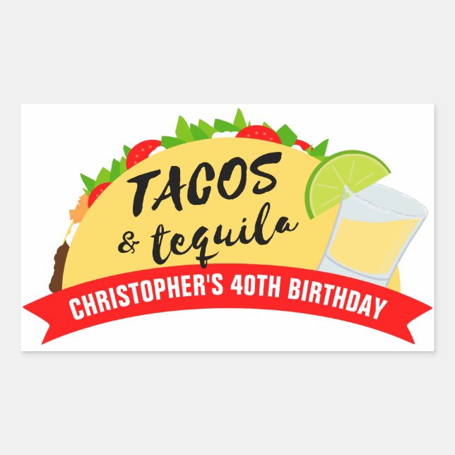 Tacos and Tequila Birthday Party Sticker (Front)