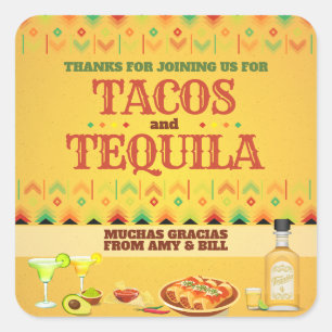 Tacos and Tequila Cinco de Mayo Fiesta Party Square Sticker