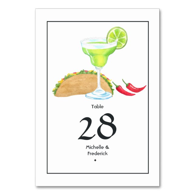 Tacos and Tequila Table Number (Front)