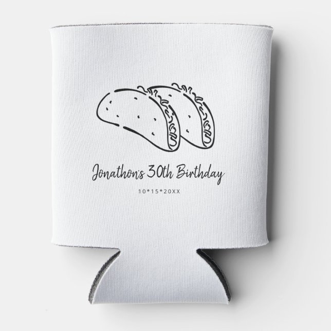 Tacos Birthday Party Can Cooler (Front)