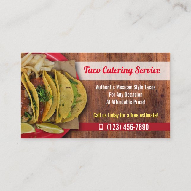 Tacos Catering Service Business Cards (Front)