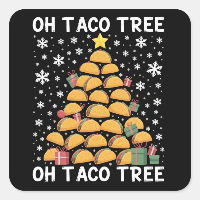 Tacos Christmas Tree Funny Xmas Foodie Mexican  Square Sticker (Front)