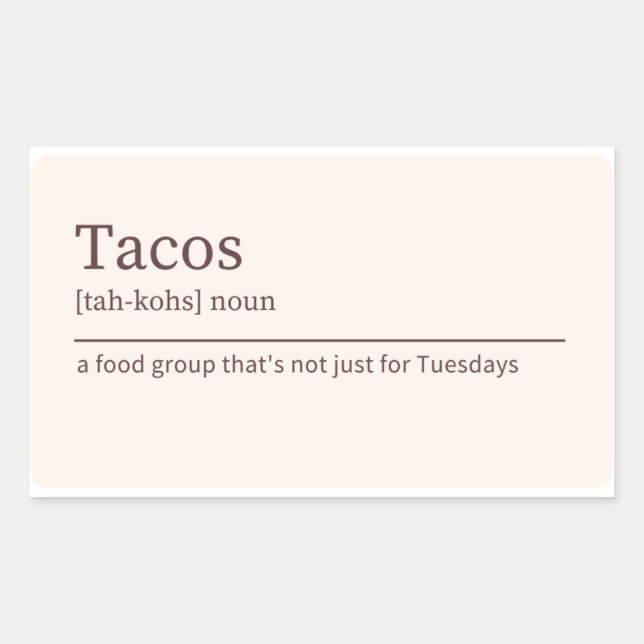 Tacos definition sticker (Front)