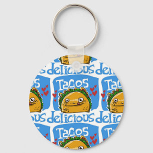 tacos delicious cartoon style illustration keychain