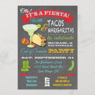 Tacos et invitation de partie d'été de tequila