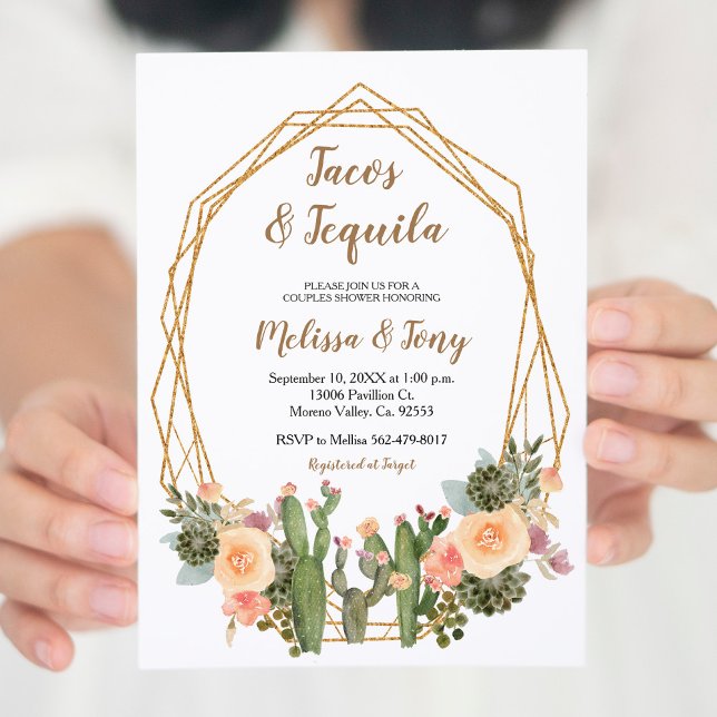 Tacos et Tequila Cactus Couples Douche Invitation (Créateur téléchargé)