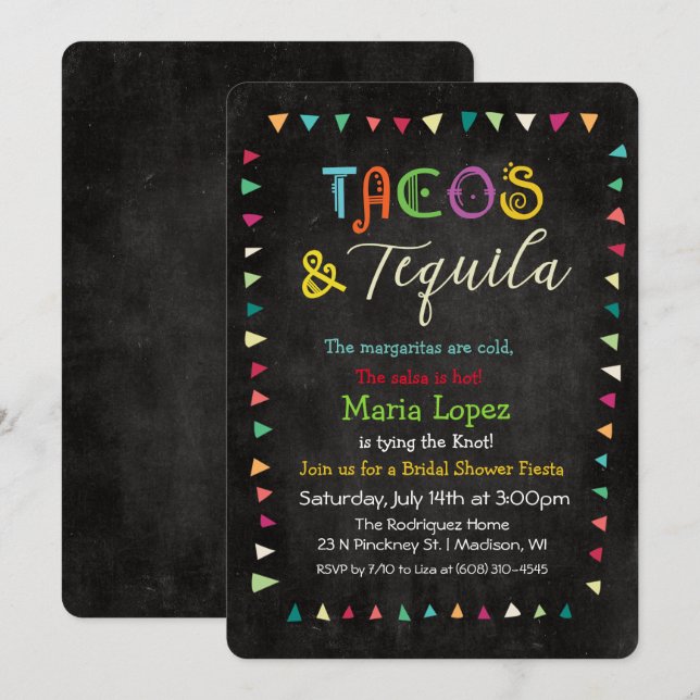 Tacos et Tequila Invitation de la douche nuptiale (Devant / Derrière)