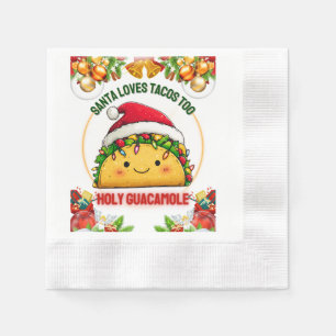Tacos Mexican Food Christmas Hat Xmas Napkin