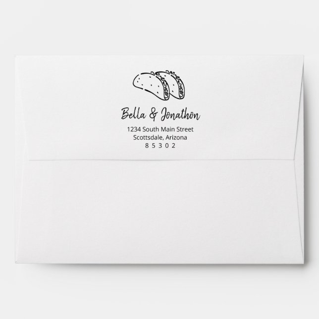 Tacos on Personalized Wedding Envelope (Back (Top Flap))